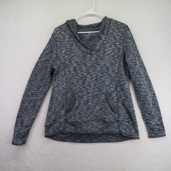 Tangerine Hoodie Womens Large Gray Black Space Dye Pullover Kangaroo Pocket - Picture 1 of 11